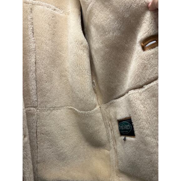 Overland Men’s Soft Suede Sherpa Blazer Shearling Sheepskin Coat Size L Beige - Picture 6 of 16